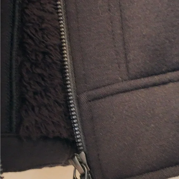 Athleta Sherpa Bomber Jacket 2X Black Zip Up Westbound Cozy Layer Lagonlook Fall - Picture 11 of 12